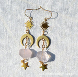 Aretes Pendientes de cristal natural Pendientes de pilar hexagonales de cristal de amatista turquesa