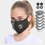 Mascarilla deportiva, mascarilla de ciclismo, filtro de carbón activado, válvulas de respiración con filtro