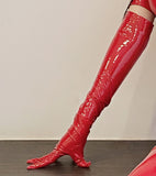 Body Alto Elástico Brillante Aceite Brillante Charol Cierre en entrepierna PU