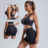Conjunto de 2 piezas de Yoga, Top y short cortos para mujer, chándal para ejercicio sin costuras, ropa deportiva para gimnasio, mallas de cintura alta, trajes deportivos para Fitness