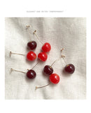 Aretes Pendientes de cereza de corazón para niña, aretes pequeños rojos de temperamento largo, aretes hipster con personalidad roja de red coreana