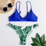 Traje de baño dos piezas estampado hojas sexy