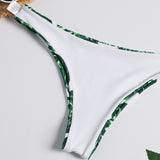 Traje de baño dos piezas estampado hojas sexy