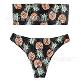 Bikini con top de tubo, traje de baño de piña, dos piezas, traje de baño para mujer