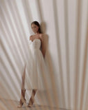 Vestido de novia civil malla de color puro, falda con tirantes y top de tubo europeo y americano