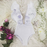 Traje de baño estampado de una pieza Traje de baño con volantes de un solo hombro para mujer