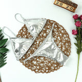 Traje de baño metálico de dos piezas sexy