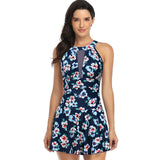 Traje de baño de una pieza Falda de malla de gran tamaño Traje de baño estampado multicolor