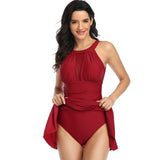 Traje de baño de una pieza Falda de malla de gran tamaño Traje de baño estampado multicolor