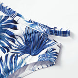 Traje de baño para padres e hijos estampado bikini familiar hoja de loto blanco