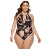 Traje de baño de talla grande para mujer con estampado Digital y vientre ajustado Sexy Bikini de una pieza con escote en V profundo
