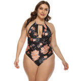 Traje de baño de talla grande para mujer con estampado Digital y vientre ajustado Sexy Bikini de una pieza con escote en V profundo
