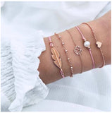 Set Pulseras de flecha dorada Pulsera de joyería para mujer de cuatro piezas
