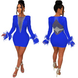 Vestido de encaje de lana de manga larga para mujer sexy