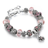 Pulsera con cuentas de cristal estilo pandora