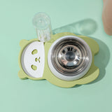 Comedero para perros y gatos, juego de cuencos inclinados para comida y agua para gatos, cuencos elevados de acero inoxidable para gatos con botella dispensadora automática de agua para gatos y perros pequeños, gatitos y cachorros