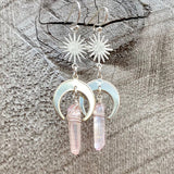 Aretes Pendientes de cristal natural Pendientes de pilar hexagonales de cristal de amatista turquesa