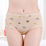 Panties adolescente de algodón, ropa interior estampada de cintura media para la prevención de fugas laterales del período menstrual