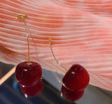 Aretes Pendientes de cereza de corazón para niña, aretes pequeños rojos de temperamento largo, aretes hipster con personalidad roja de red coreana