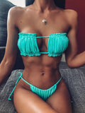 Traje de baño bikini cordón plisado triángulo