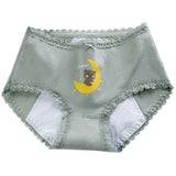 Panties adolescente de algodón, ropa interior estampada de cintura media para la prevención de fugas laterales del período menstrual