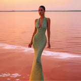 Vestido de noche con bola adelgazante y lentejuelas brillantes divididas