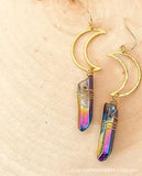 Aretes Pendientes de cristal natural Pendientes de pilar hexagonales de cristal de amatista turquesa