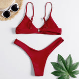 Traje de baño dos piezas estampado hojas sexy