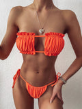 Traje de baño bikini cordón plisado triángulo