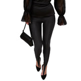 Leggings brillantes con paso frontal