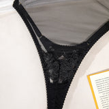 Body transparente de malla con bordado de encaje y cuello en V