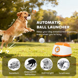 Lanzador automático de bolas para perros con distancia de 26 a 79 pies, lanzador automático de bolas para perros medianos y grandes, naranja