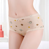 Panties adolescente de algodón, ropa interior estampada de cintura media para la prevención de fugas laterales del período menstrual