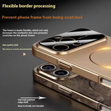 Case Funda iphone 15 al 17 resistente a caídas magnética de círculo fino esmerilado con ventana grande