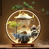 Fuente  Zen Yoga Agua de la suerte que fluye Paisaje acuático Rueda de agua