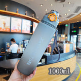 Cilindro de plástico con degradado de arcoíris, taza deportiva para gimnasio al aire libre, pareja de gran capacidad, 1L