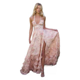 Vestido largo ajustado estampada con tirantes de vacaciones