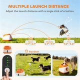 Lanzador automático de bolas para perros con distancia de 26 a 79 pies, lanzador automático de bolas para perros medianos y grandes, naranja