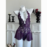 Mono abierto calado tentación uniforme de encaje pijamas Hot Pure Desire para mujer