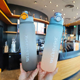 Cilindro de plástico con degradado de arcoíris, taza deportiva para gimnasio al aire libre, pareja de gran capacidad, 1L