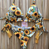 Traje de baño Bikini con borlas estampadas Multicolor sexy