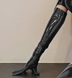 Body Alto Elástico Brillante Aceite Brillante Charol Cierre en entrepierna PU