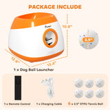 Lanzador automático de bolas para perros con distancia de 26 a 79 pies, lanzador automático de bolas para perros medianos y grandes, naranja