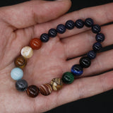 Nueva pulsera de cuentas de ocho planetas de moda, pulsera solar de chakra de yoga cósmico de piedra natural para hombres, joyería hecha a mano, pulsera de piedras naturales bohemias