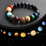 Nueva pulsera de cuentas de ocho planetas de moda, pulsera solar de chakra de yoga cósmico de piedra natural para hombres, joyería hecha a mano, pulsera de piedras naturales bohemias