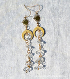 Aretes Pendientes de cristal natural Pendientes de pilar hexagonales de cristal de amatista turquesa