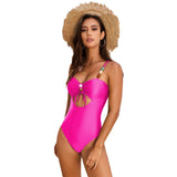 Traje de baño de una pieza de color liso con cordón