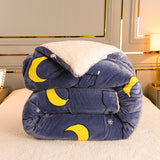 Edredón grueso de lana de cordero para invierno, franela cálida