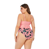 Traje de baño Tankini de color sólido estampado de cintura alta triangular para mujer