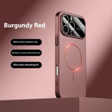 Case Funda iphone 15 al 17 resistente a caídas magnética de círculo fino esmerilado con ventana grande